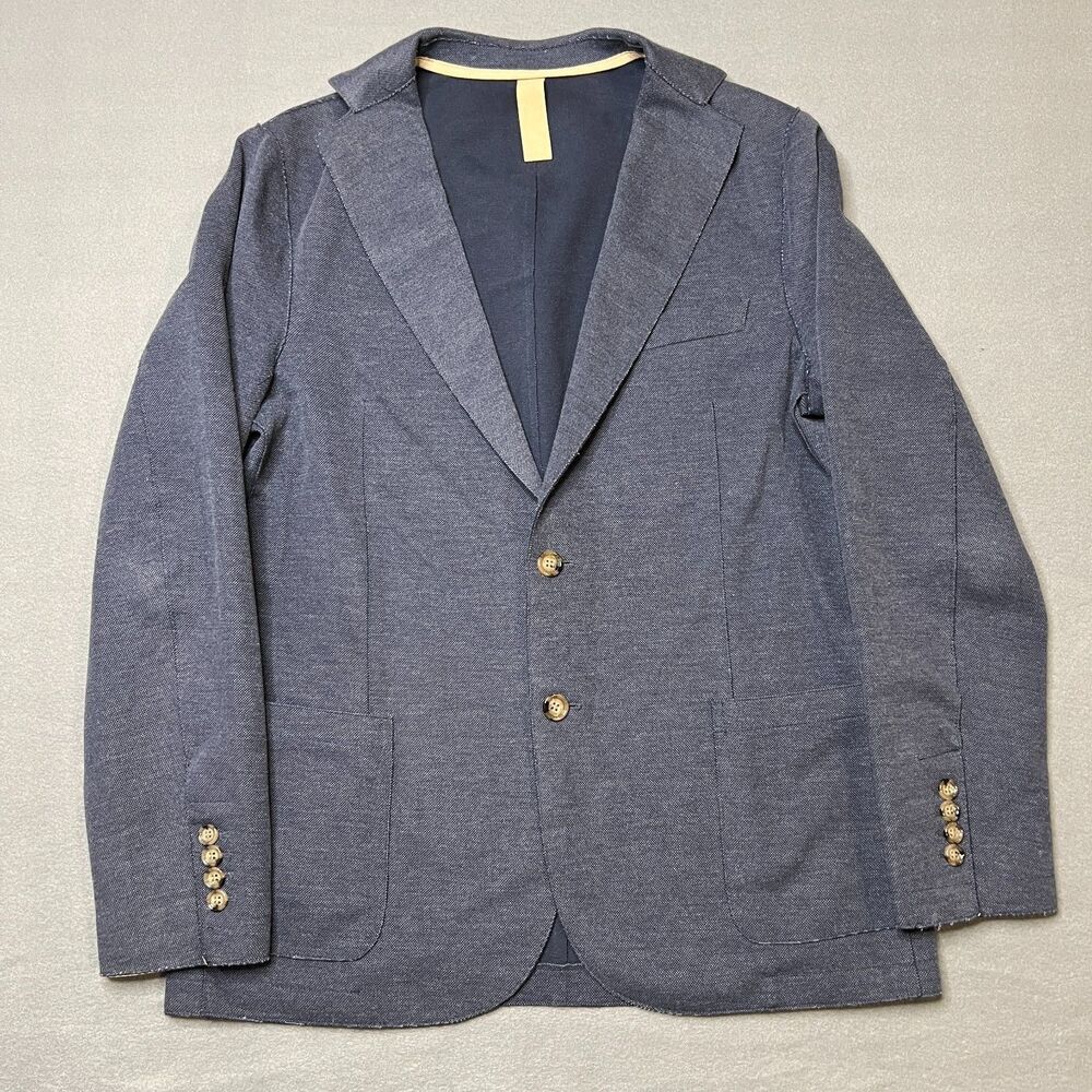 Eleventy Blazer Jacket Mens Size 52 Navy Unstructured Jersey Stretch Notch Lapel
